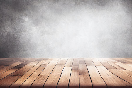 Wood table top on blurred abstract background for display or montage your products. 3D Illustrationの写真素材