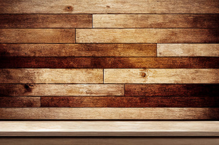 Wood table top on blurred abstract background for display or montage your products. 3D Illustrationの写真素材