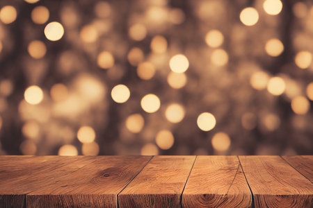 Wood table top on blurred abstract background for display or montage your products. 3D Illustrationの写真素材