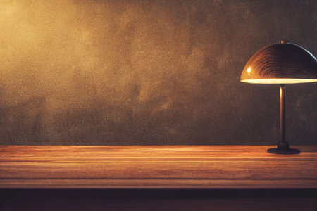 Wood table top on blurred abstract background for display or montage your products. 3D Illustrationの写真素材