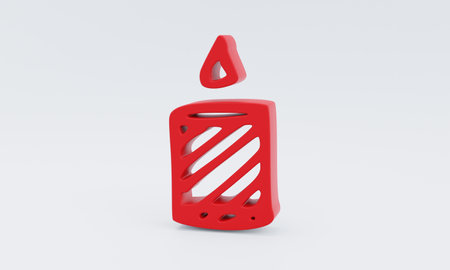 Red Merry Christmas symbols collection isolated on white background. 3D Illustration.の写真素材