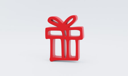 Red Merry Christmas symbols collection isolated on white background. 3D Illustration.の写真素材