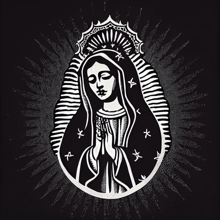 Design illustration beautiful lady of guadalupe mexico saint holy faithの写真素材
