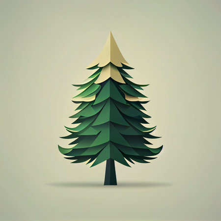 Flat Christmas tree cartoon wallpaper. Modern flat design in winter Website layout design. Minimalist winter wallpapersの写真素材