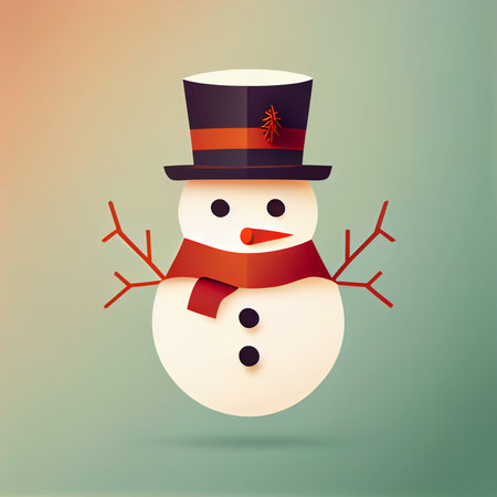 Flat Christmas Snowman cartoon wallpaper. Modern flat design in winter Website layout design. Minimalist winter wallpapersの写真素材