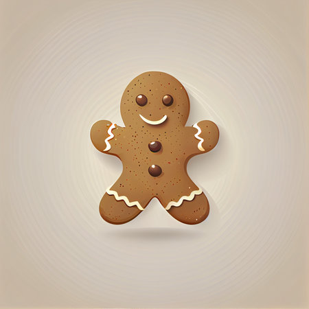 Flat Christmas Gingerbread Man cartoon wallpaper. Modern flat design in winter Website layout design. Minimalist winter wallpapersの写真素材