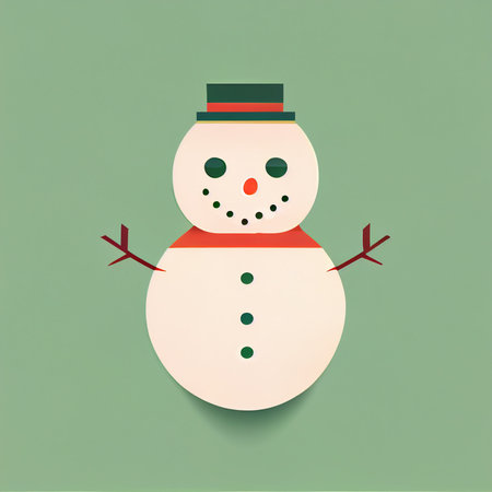 Flat Christmas Snowman cartoon wallpaper. Modern flat design in winter Website layout design. Minimalist winter wallpapersの写真素材
