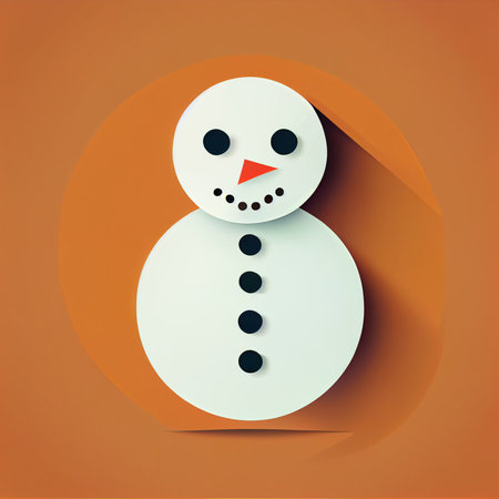 Flat Christmas Snowman cartoon wallpaper. Modern flat design in winter Website layout design. Minimalist winter wallpapersの写真素材