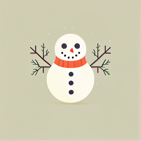 Flat Christmas Snowman cartoon wallpaper. Modern flat design in winter Website layout design. Minimalist winter wallpapersの写真素材