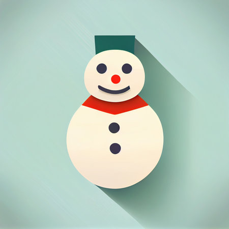 Flat Christmas Snowman cartoon wallpaper. Modern flat design in winter Website layout design. Minimalist winter wallpapersの写真素材