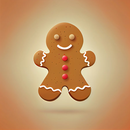 Flat Christmas Gingerbread Man cartoon wallpaper. Modern flat design in winter Website layout design. Minimalist winter wallpapersの写真素材