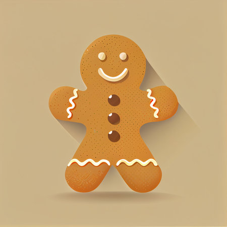 Flat Christmas Gingerbread Man cartoon wallpaper. Modern flat design in winter Website layout design. Minimalist winter wallpapersの写真素材