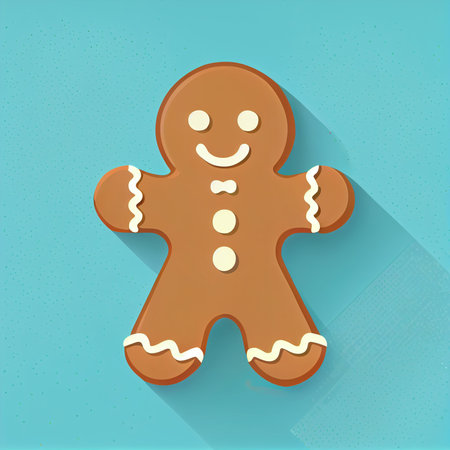 Flat Christmas Gingerbread Man cartoon wallpaper. Modern flat design in winter Website layout...