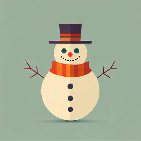 Flat Christmas Snowman cartoon wallpaper. Modern flat design in winter Website layout design. Minimalist winter wallpapersの写真素材