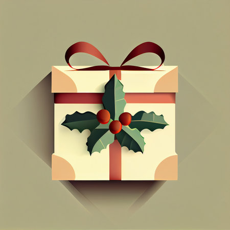 Flat Christmas gift box cartoon wallpaper. Modern flat design in winter Website layout design. Minimalist winter wallpapersの写真素材