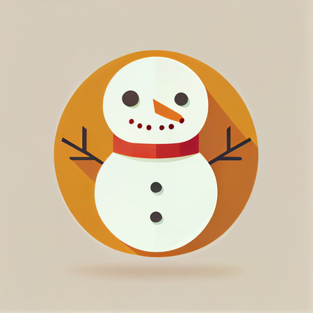 Flat Christmas Snowman cartoon wallpaper. Modern flat design in winter Website layout design. Minimalist winter wallpapersの写真素材
