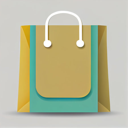 Flat shopping bag cartoon wallpaper. Modern flat design for shopping online Website layout design. Minimalist wallpapersの写真素材