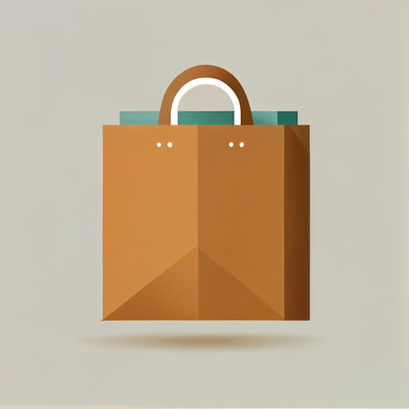 Flat shopping bag cartoon wallpaper. Modern flat design for shopping online Website layout design. Minimalist wallpapersの写真素材