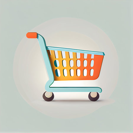 Flat shopping cart cartoon wallpaper. Modern flat design for shopping online Website layout design. Minimalist wallpapersの写真素材