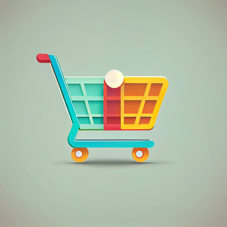 Flat shopping cart cartoon wallpaper. Modern flat design for shopping online Website layout design. Minimalist wallpapersの写真素材
