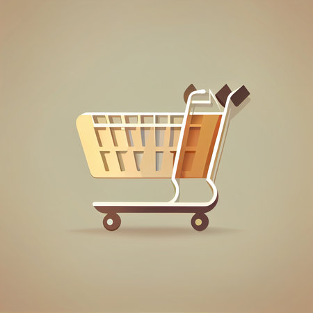 Flat shopping cart cartoon wallpaper. Modern flat design for shopping online Website layout design. Minimalist wallpapersの写真素材
