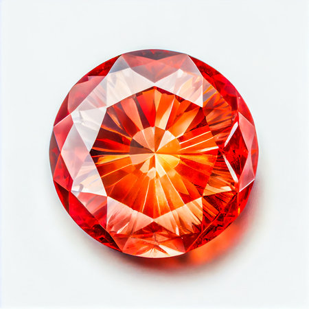 Sunstone gemstone isolated on white background for jewelry shop. Beauty close up shot.の写真素材
