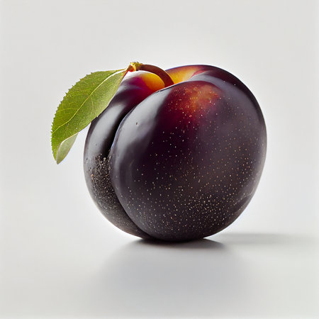 Plum fruit isolated on white background.の写真素材