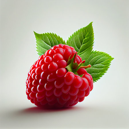 Raspberry fruit isolated on white background.の写真素材