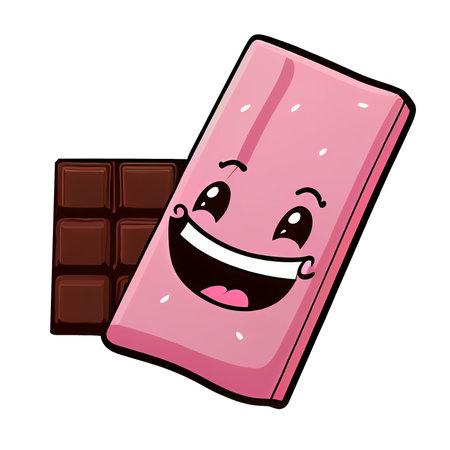 Chocolate bars With Pink wrappers cartoon isolated on a transparant background. Valentines day card, romantic elements. Hand-drawn illustrationの写真素材