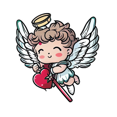 Funny cupid or little angels isolated on a transparent background. Valentines day card, romantic...