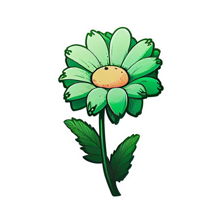 Cute green flower hand drawn element, for decorating  Valentines Day or Mothers Day card. Sticker design.の写真素材
