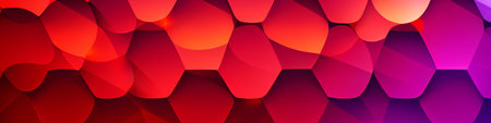 Abstract background consisting of geometric pattern. Gradient color from violet to red. Wide angle format banner.の写真素材