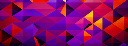 Abstract background consisting of geometric pattern. Gradient color from violet to red. Wide angle format banner.の写真素材