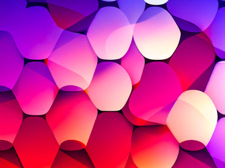 Abstract background consisting of geometric pattern. Gradient color from violet to red. Wide angle format banner.の写真素材