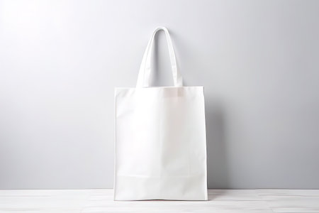 Blank canvas tote bag mockup in white eco friendly design with copy space. Concepts for zero waste movement of shopping bags.の写真素材