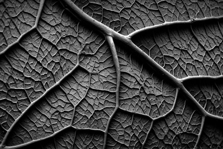 Abstract macro leaf patterns monochrome background. High resolution black and white image.の写真素材