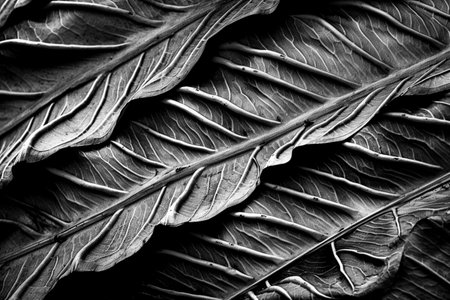 Abstract macro leaf patterns monochrome background. High resolution black and white image.の写真素材