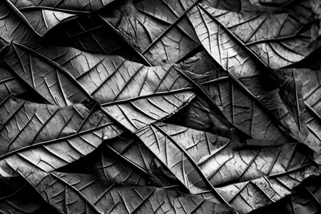 Abstract macro leaf patterns monochrome background. High resolution black and white image.の写真素材