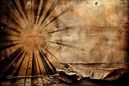 Retro sun burst vintage banner background with copy space. Grunge texture of old paper style.の写真素材
