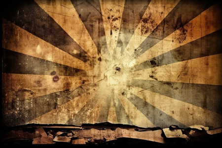 Retro sun burst vintage banner background with copy space. Grunge texture of old paper style.の写真素材