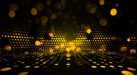 Abstract bright in the style of dark gold and yellow. Computer generated abstract holiday background. 3D illustration.の写真素材