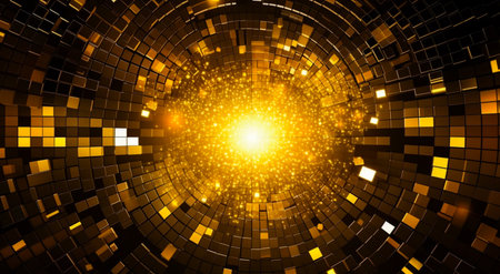 Abstract bright in the style of dark gold and yellow. Computer generated abstract holiday background. 3D illustration.の写真素材