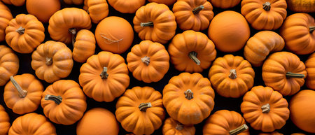 Several mini pumpkins at outdoor farmers market.の素材