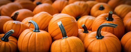 Several mini pumpkins at outdoor farmers market.の素材