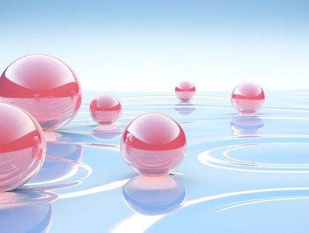 Floating spheres 3d rendering empty space for product show.の素材