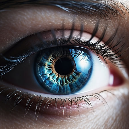 Perfect blue eye macro in a sterile environment and perfect vision in high resolution. The vision of the future and healthy life concept.の素材