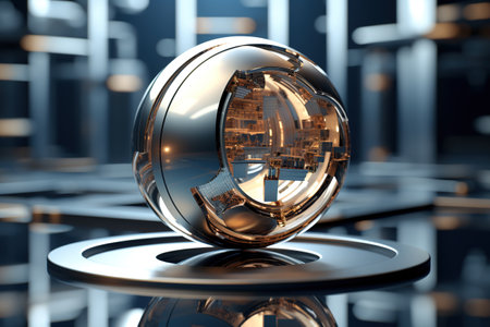 Abstract background with 3d Metallic spheres. 3D illustration of balls textured. Modern cover concept. Decoration element for banner design.の素材