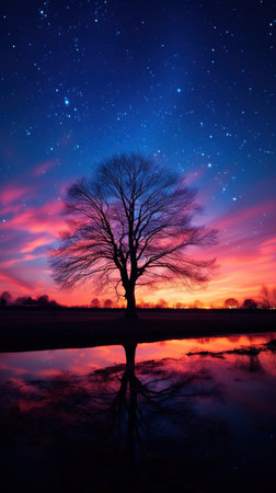 Captivating twilight sky with copy space, ideal for adding text or graphics to your designsの素材
