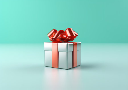 3D Render of Christmas Present on Colorful Backgroundの素材