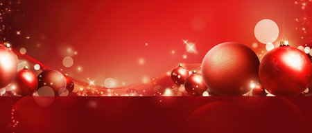 Abstract red Christmas wallpaper with copy space background. Perfect for holiday greeting cards, social media posts, and website designsの素材